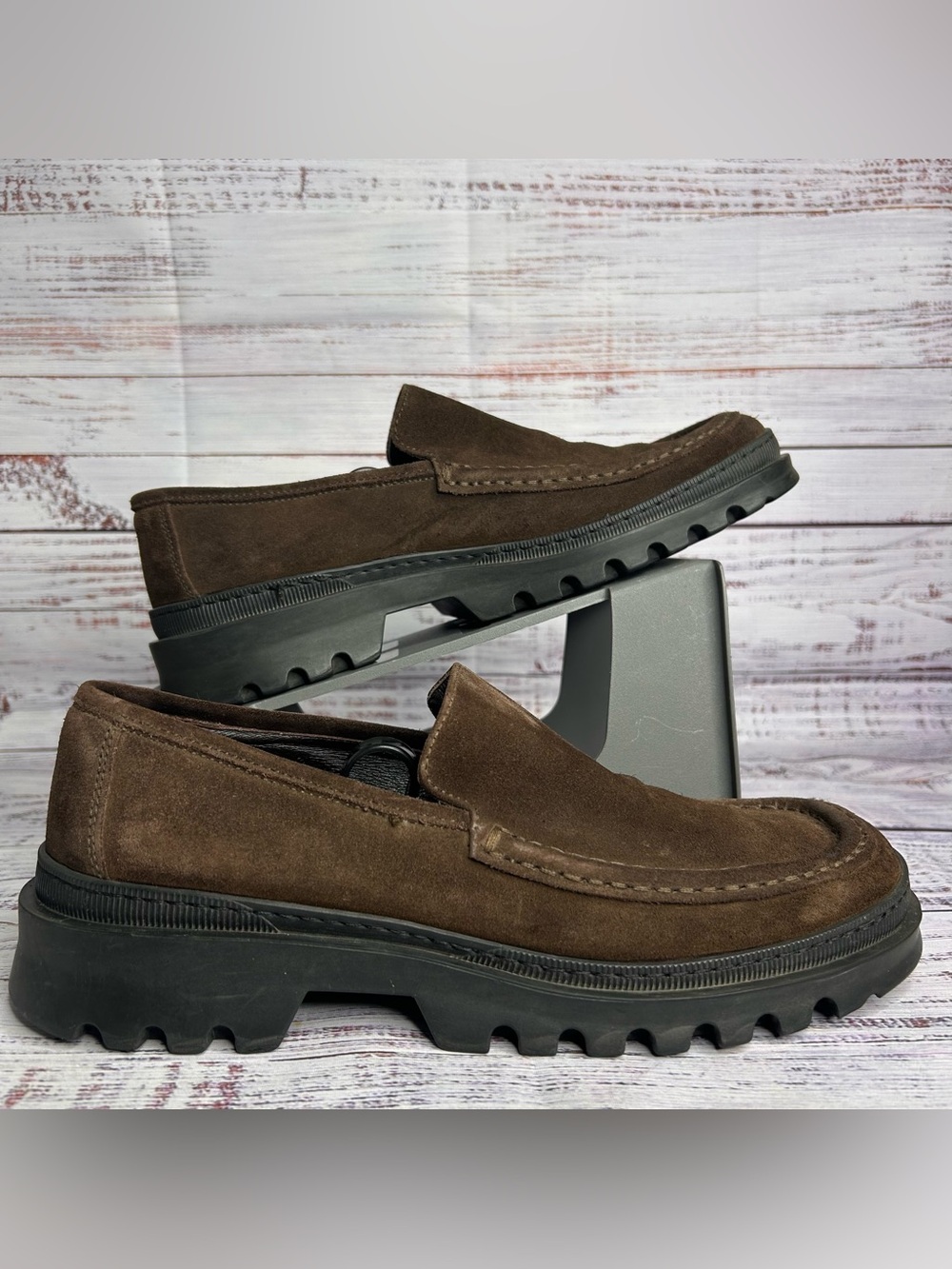 To Boot New York Adam Derrick Brown Suede Lug Sole Loafers Men’s 9.5 PLEASE READ